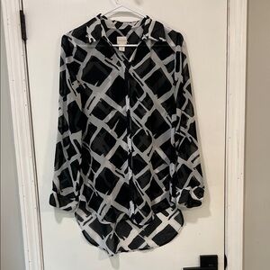 Chico's Black and White Geometric Button Down Shirt